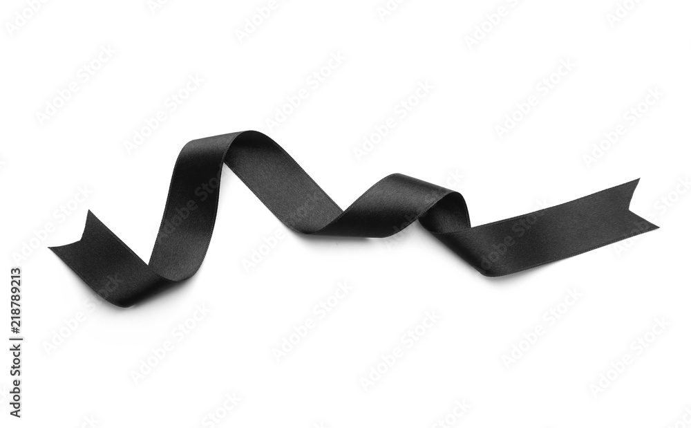 Black ribbon on white background Black ribbon on white background