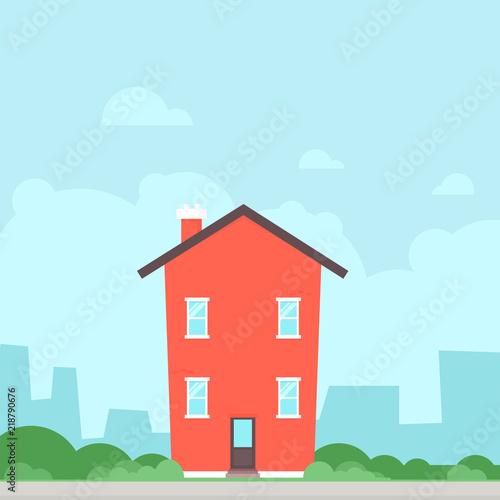 Red flat house icon
