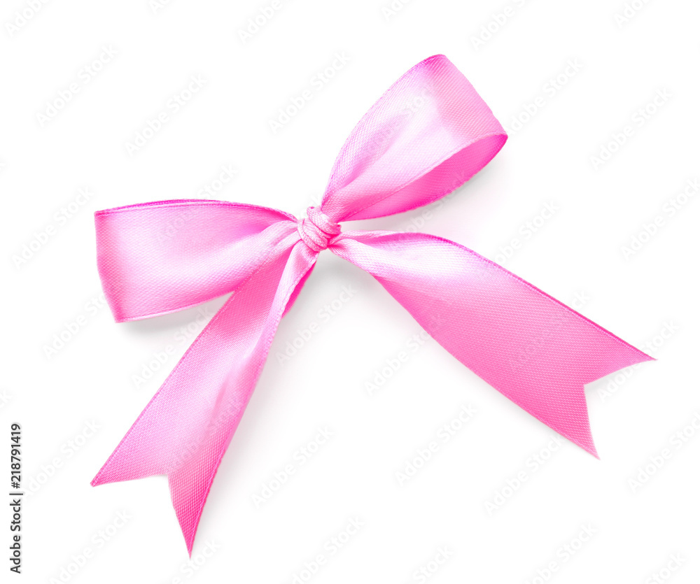 Beautiful bow made from pink ribbon on white background Beautiful bow made from pink ribbon on white background