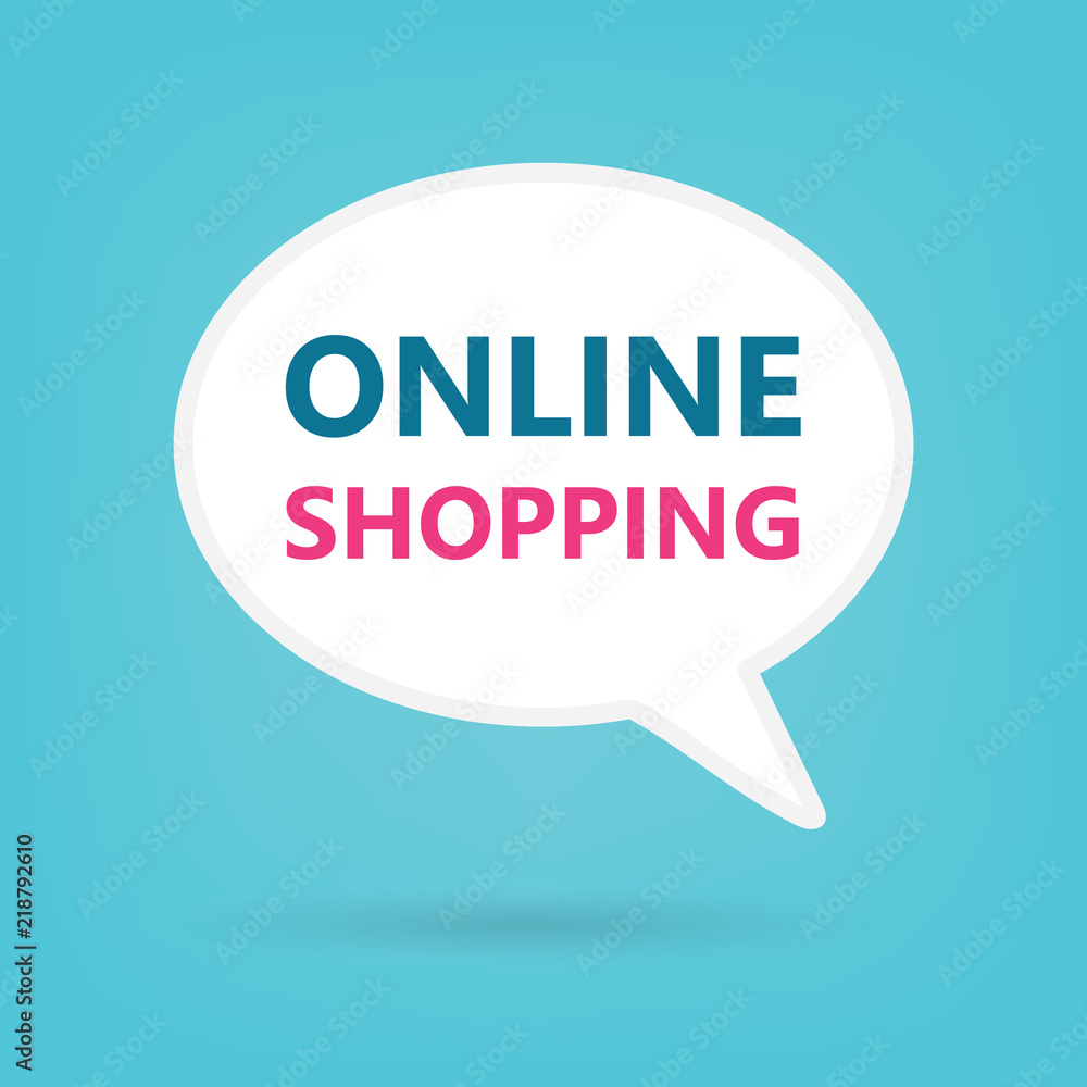 online shopping written on speech bubble- vector illustration online shopping written on speech bubble- vector illustration