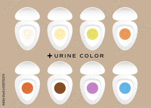 Urine in flush toilet top view with many different color symptom and cause healthy vector illustration