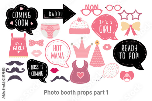 Baby shower photo booth photobooth props set