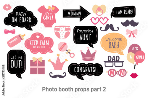 Baby shower photo booth photobooth props set