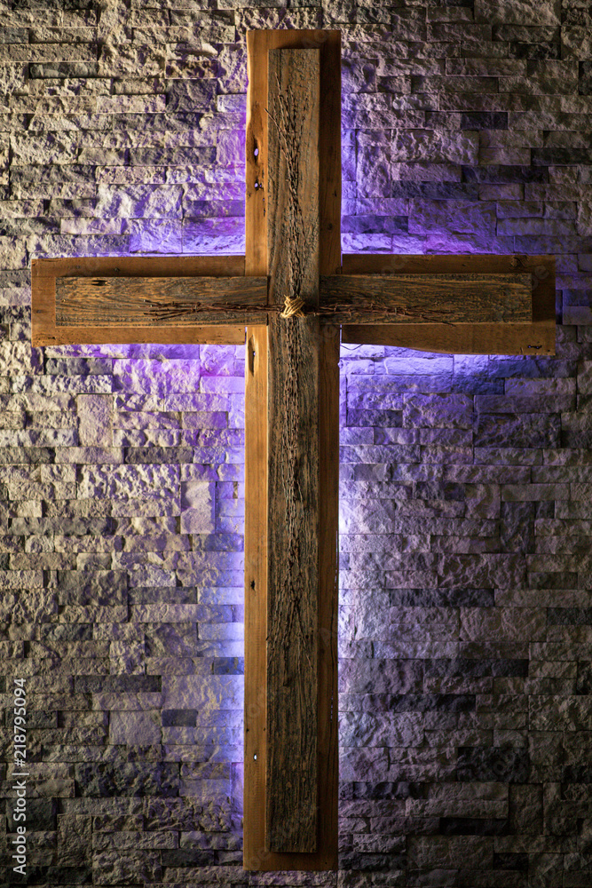 Christian Cross Wood and Stone (Backlit) Stock Photo | Adobe Stock