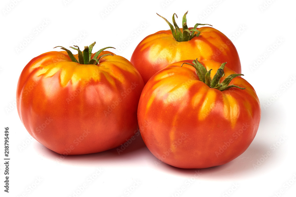 Fresh colorful sweet rustic tomatoes, isolated on white background. Fresh colorful sweet rustic tomatoes, isolated on white background.