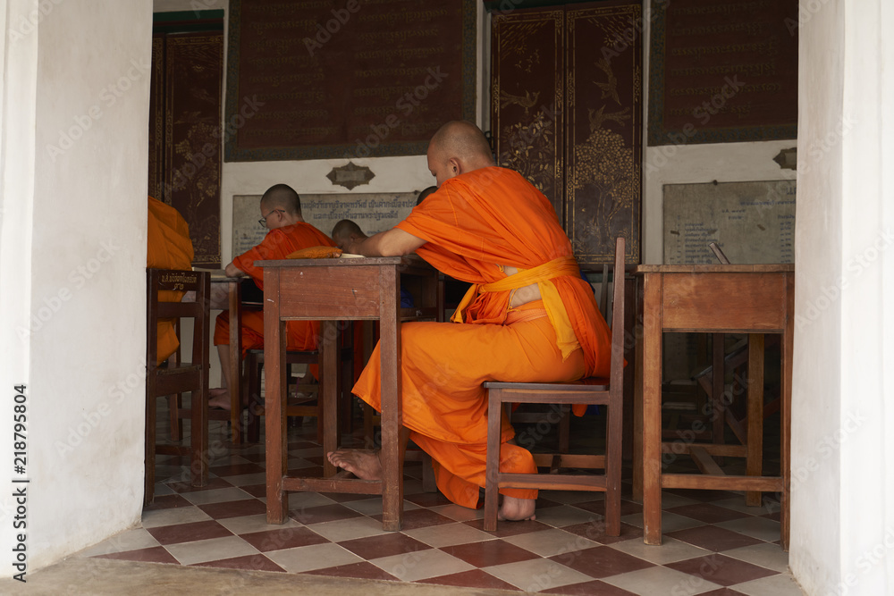 Monk studying at Nakorn Patom Temple 