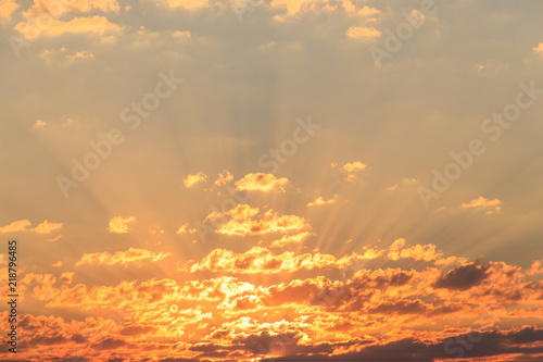 Beautiful orange sunrise sky. Natural background © olyasolodenko