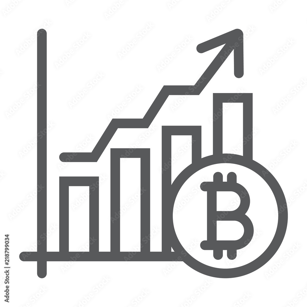 Bitcoin chart line icon, finance and economy, graph sign, vector graphics, a linear pattern on a white background, eps 10. Bitcoin chart line icon, finance and economy, graph sign, vector graphics, a linear pattern on a white background, eps 10.