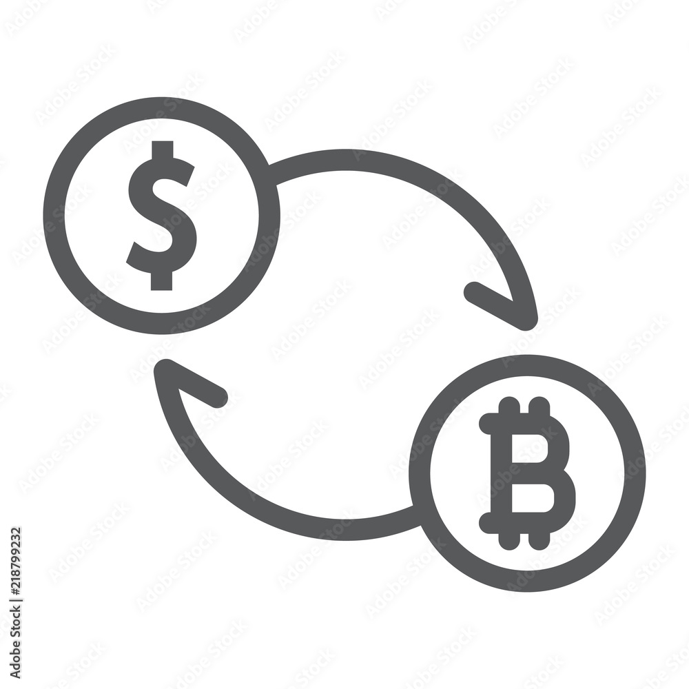 Exchange line icon, bitcoin and money, currency sign, vector graphics, a linear pattern on a white background, eps 10. Exchange line icon, bitcoin and money, currency sign, vector graphics, a linear pattern on a white background, eps 10.