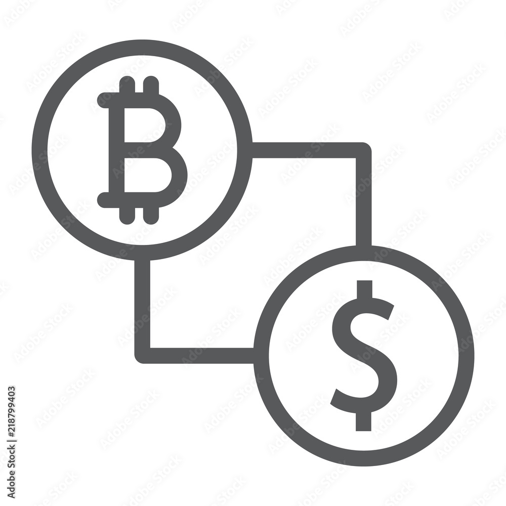 Bitcoin vs dollar line icon, finance and money, currency sign, vector graphics, a linear pattern on a white background, eps 10. Bitcoin vs dollar line icon, finance and money, currency sign, vector graphics, a linear pattern on a white background, eps 10.