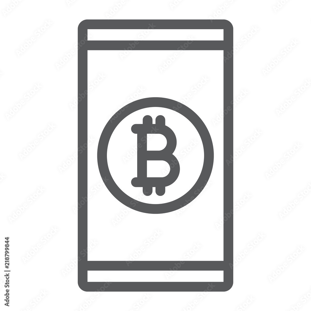 Bitcoin app line icon, finance and money, mobile sign, vector graphics, a linear pattern on a white background, eps 10. Bitcoin app line icon, finance and money, mobile sign, vector graphics, a linear pattern on a white background, eps 10.