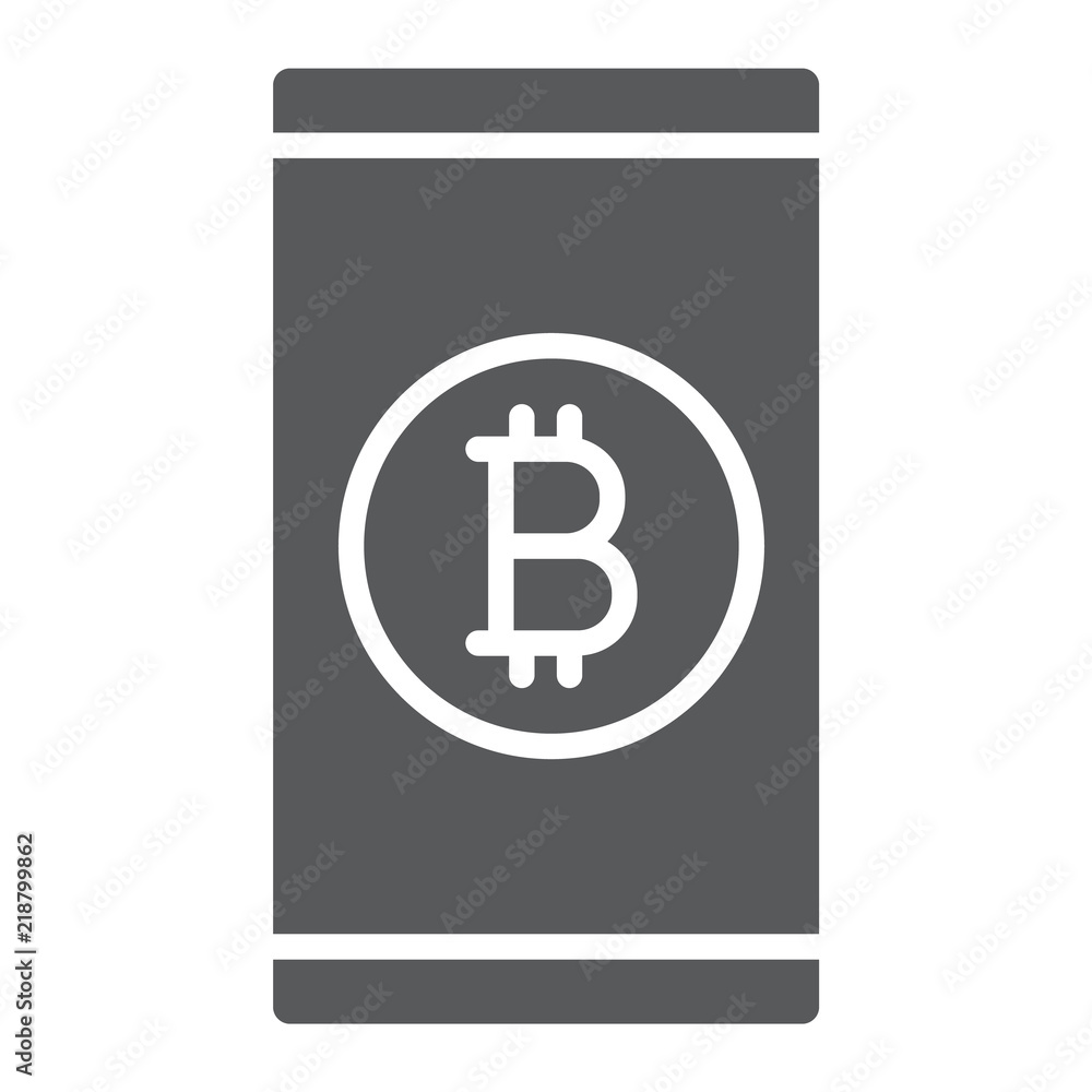 Bitcoin app glyph icon, finance and money, mobile sign, vector graphics, a solid pattern on a white background, eps 10. Bitcoin app glyph icon, finance and money, mobile sign, vector graphics, a solid pattern on a white background, eps 10.