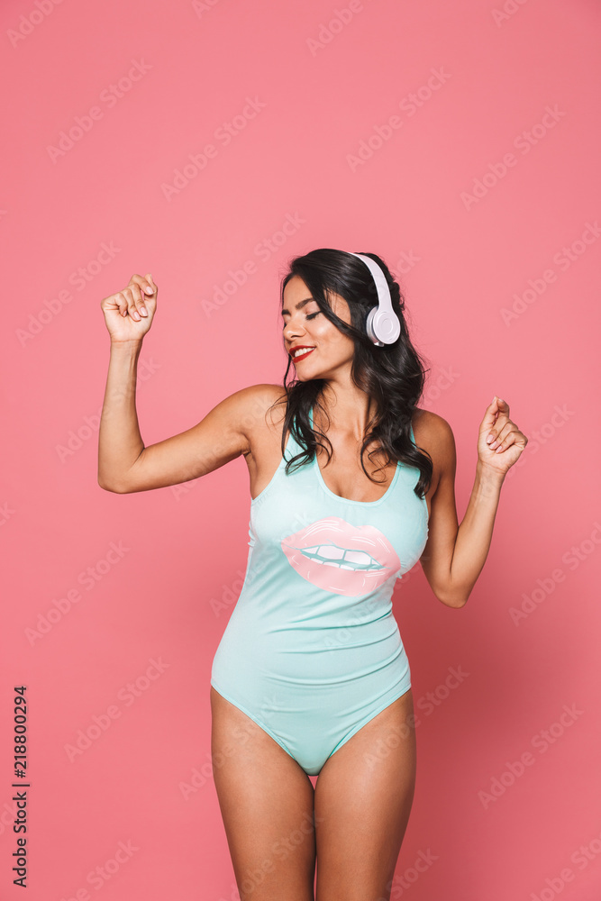 Portrait of a happy young woman in swimsuit Portrait of a happy young woman in swimsuit