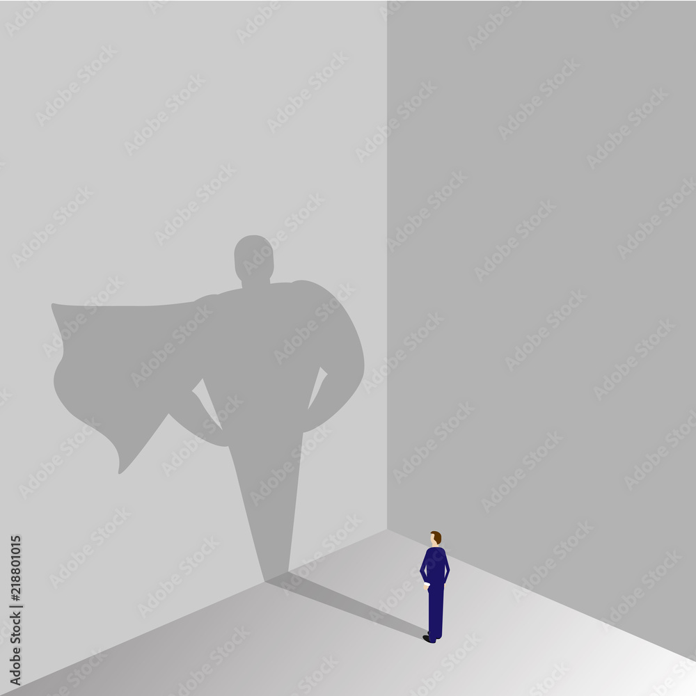 Businessman with superhero shadow. Business concept, success ...