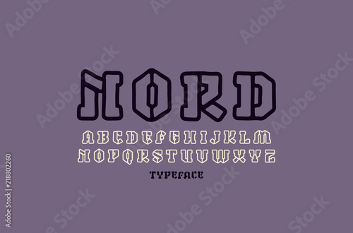 Hollow serif font in the style of handmade graphics