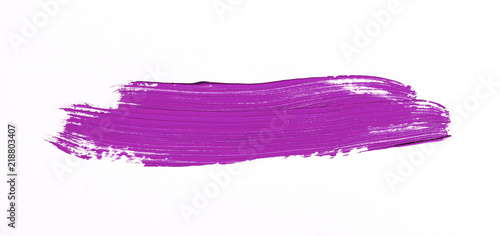 Purple brush stroke over white background