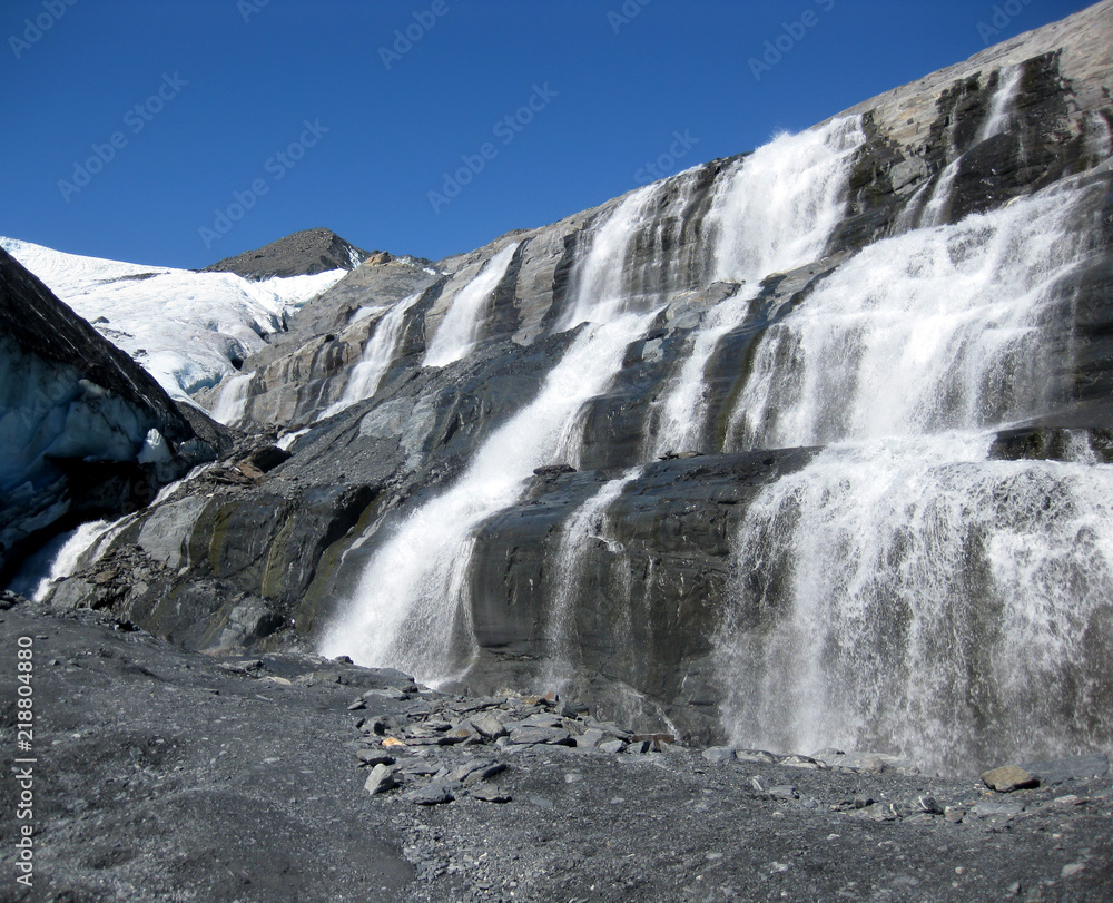 Melting Glacier Forms Waterfalls Melting Glacier Forms Waterfalls