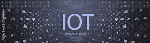 	 Internet of things (IoT) and networking concept for connected devices. Spider web of network connections with on a futuristic blue background
