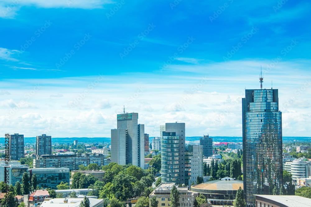 Zagreb down town skyline and modern business towers panoramic view, Croatia capital