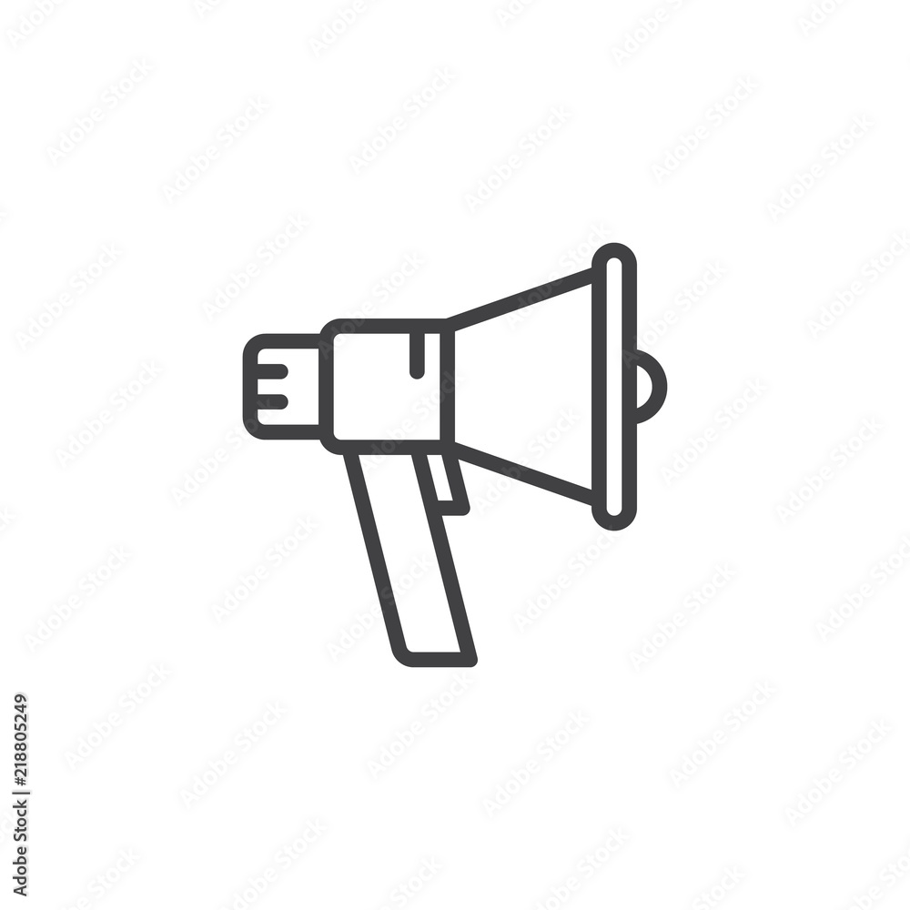 Megaphone outline icon. linear style sign for mobile concept and web design. Bullhorn simple line vector icon. Announcement symbol, logo illustration. Pixel perfect vector graphics Megaphone outline icon. linear style sign for mobile concept and web design. Bullhorn simple line vector icon. Announcement symbol, logo illustration. Pixel perfect vector graphics