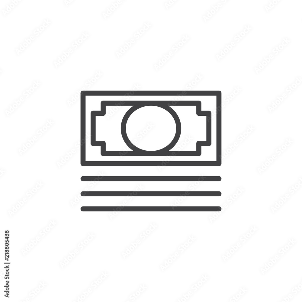 Money bill stack outline icon. linear style sign for mobile concept and web design. Dollars simple line vector icon. Symbol, logo illustration. Pixel perfect vector graphics Money bill stack outline icon. linear style sign for mobile concept and web design. Dollars simple line vector icon. Symbol, logo illustration. Pixel perfect vector graphics