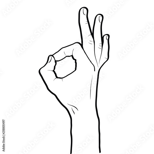 Okay hand gesture line art outline
