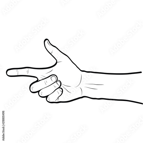 Pointing direction hand gesture line art outline