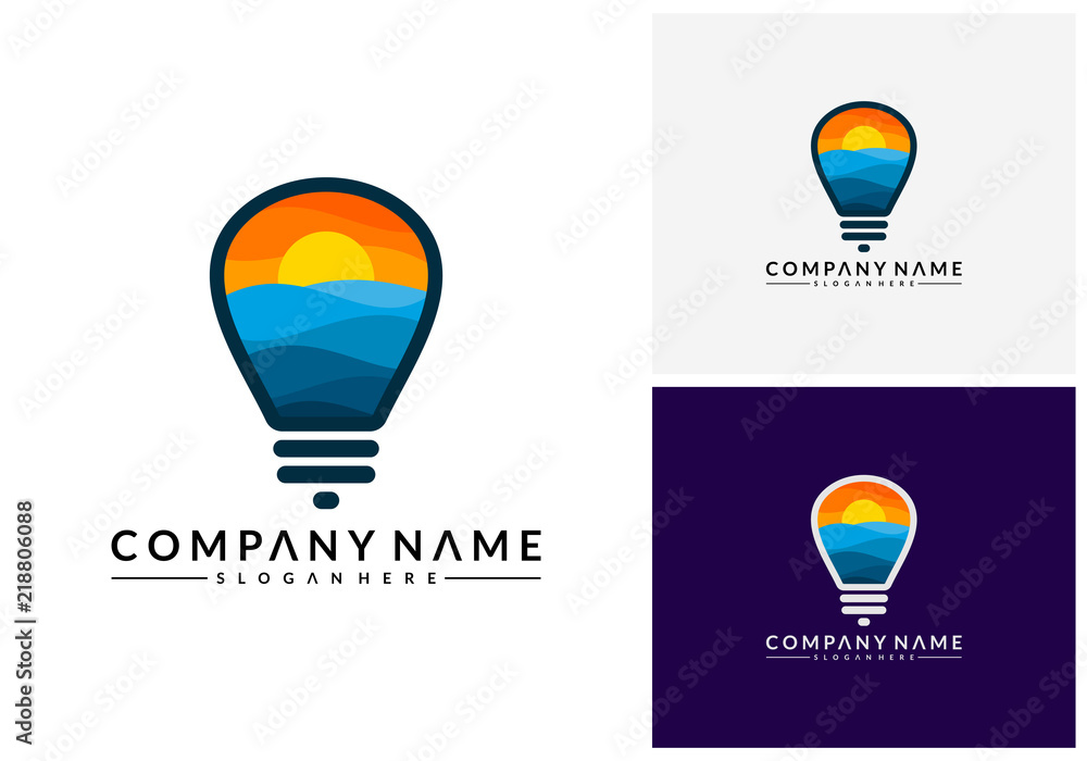 Modern Bulb Water designs concept, Water Idea logo template Modern Bulb Water designs concept, Water Idea logo template