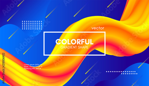 Trendy Color 3d Background. Wave Fluid Shape. photo