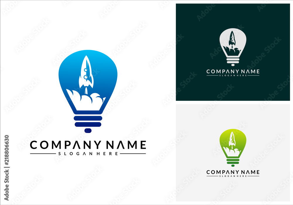 Rocket Idea logo template, Modern Bulb Rocket designs concept Rocket Idea logo template, Modern Bulb Rocket designs concept