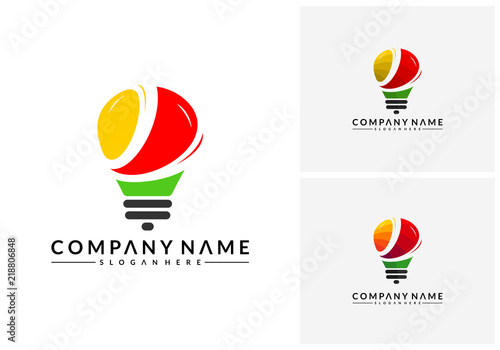 Stats Idea logo template, Modern Bulb Finance designs concept