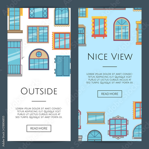 Vector window flat icons web banners illustration