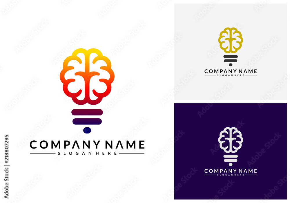 Modern Brain Bulb logo concept, Intelligence Logo template, Smart People logo, Robotic Brain logo designs vector Modern Brain Bulb logo concept, Intelligence Logo template, Smart People logo, Robotic Brain logo designs vector