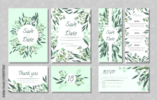 Wedding Cards with Eucalyptus.