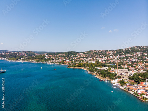 Fototapeta Naklejka Na Ścianę i Meble -  Aerial Drone View of Beykoz Pasabahce in Istanbul Seaside / Turkey.
