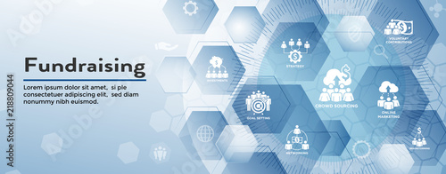People Working Together to Fund Different Online Ideas w Money - Icon Set Web Header banner
