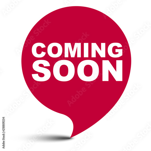 red vector bubble banner coming soon