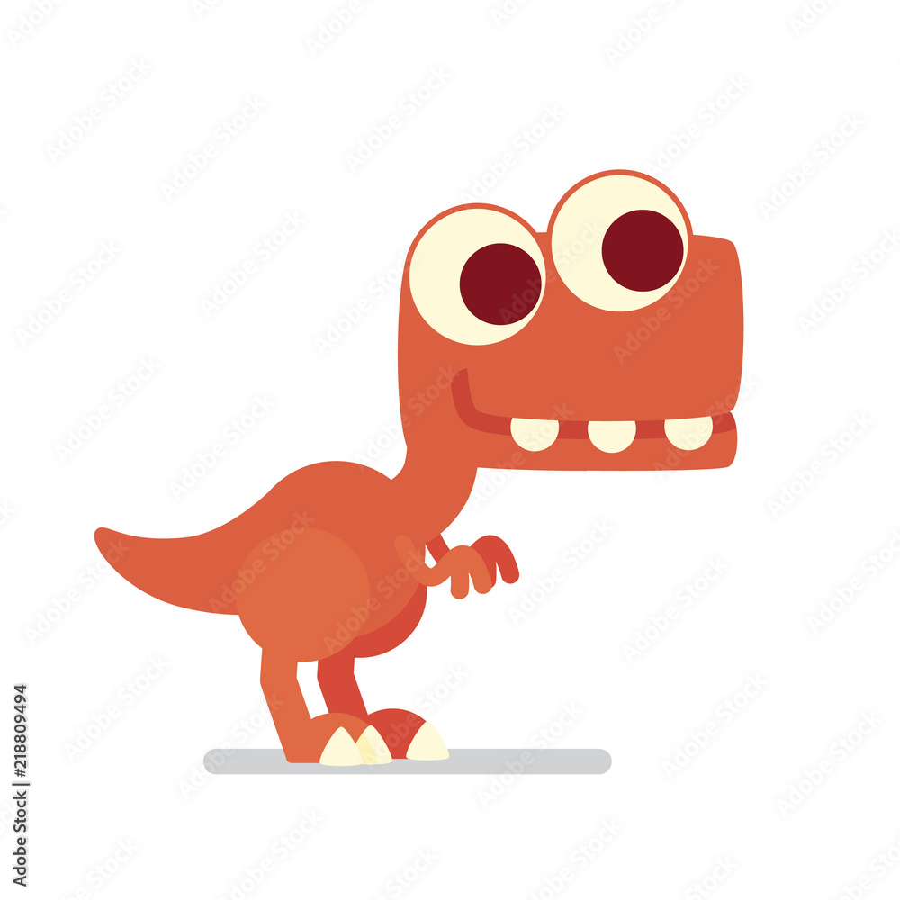 Cute T-Rex. Dinosaur life. Vector illustration of prehistoric character in  flat cartoon style isolated on white background. Funny red Tyrannosaurus  with big eyes. Element for design. Stock Vector | Adobe Stock