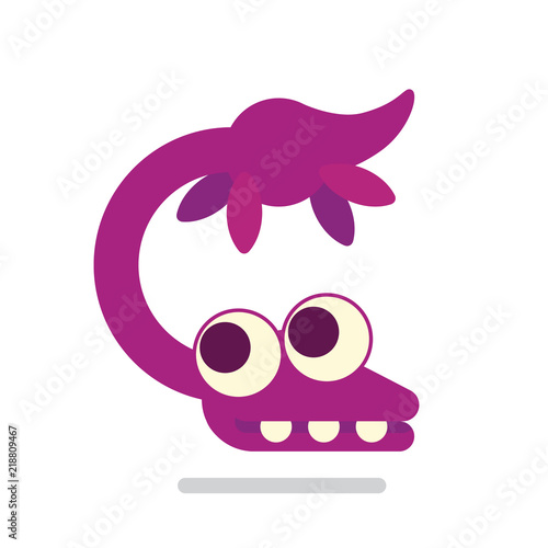 Cute Plesiosaur swimming. Dinosaur life. Vector illustration of prehistoric character in flat cartoon style isolated on white background. Funny pink Plesiosaurus. Element for design.