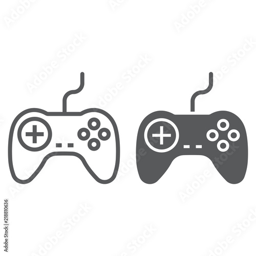 Gamepad line and glyph icon, electronic and device, game controller sign, vector graphics, a linear pattern on a white background, eps 10.