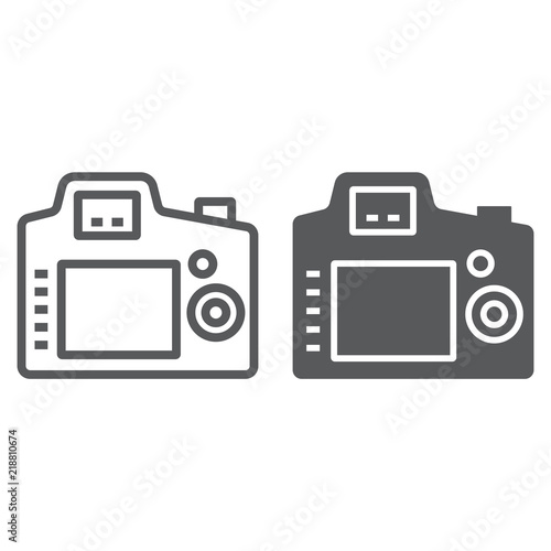 Back camera line and glyph icon, electronic and device, digital photo camera sign, vector graphics, a linear pattern on a white background, eps 10.
