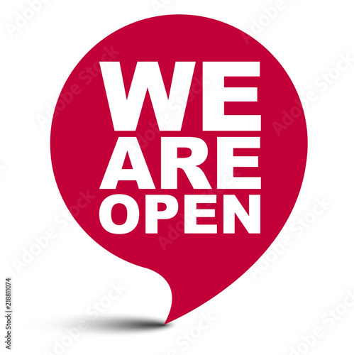 red vector bubble banner we are open