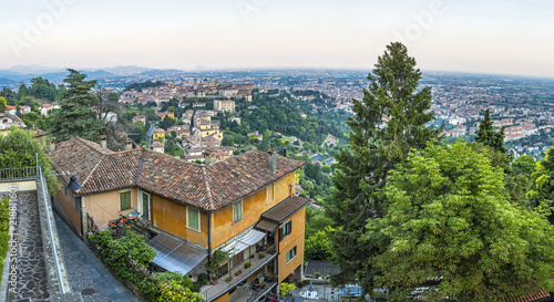 Panoramic summer view of Bergamo city, Lombardy, Italy