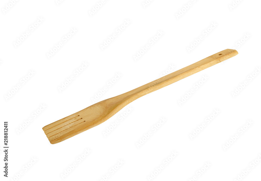 Wooden kitchen spatula isolated on a white background. This has clipping path.