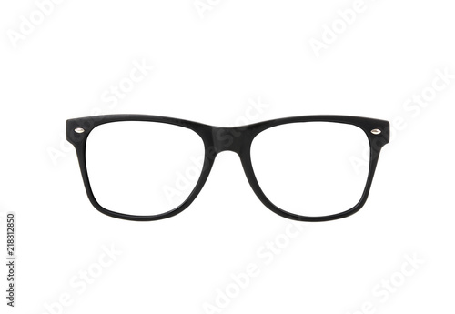Black eye glasses isolated on white blackground with clipping path.