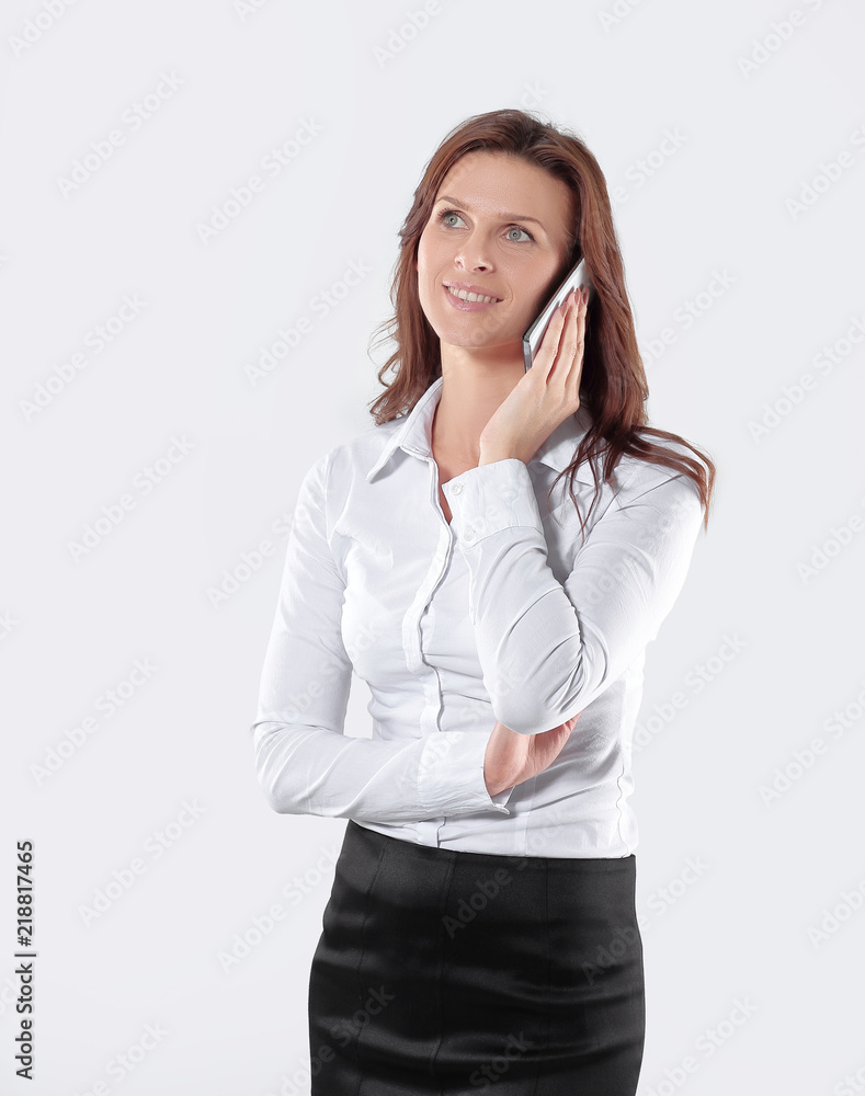 woman consultant talking on a mobile phone. woman consultant talking on a mobile phone.