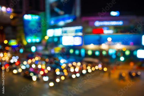 Abstract blurred of traffic jam at night time.