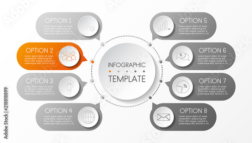 Diagram with business icons - infographic template. Vector.