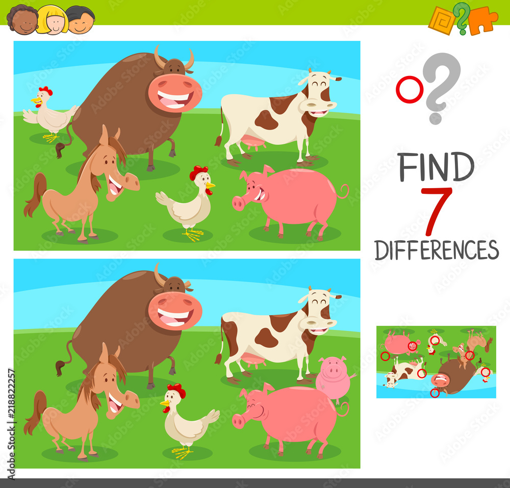 differences game with farm animals differences game with farm animals