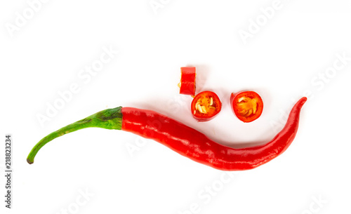 red spicy chili pepper isolated on white background.